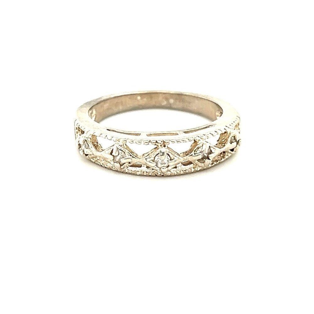 Sterling Silver 925 Diamond Cut‎ Design Cz Ring